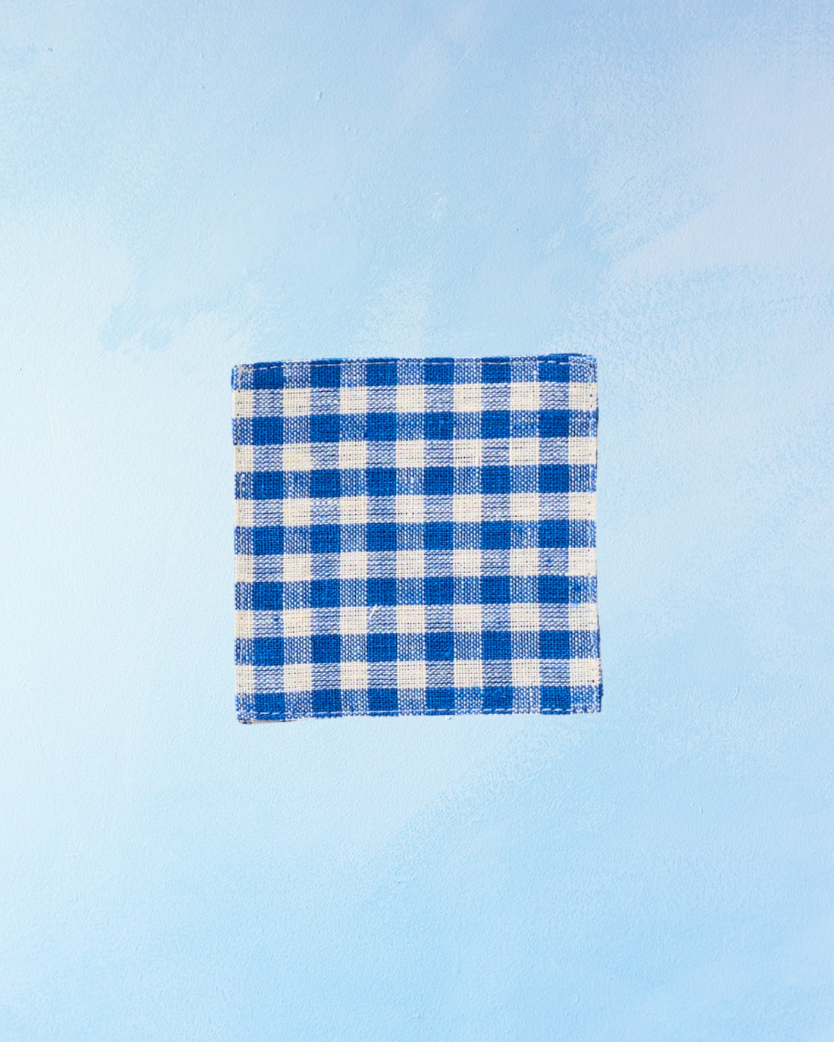 linen coasters - blue gingham