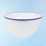 enamelware - salad bowl: blue rim