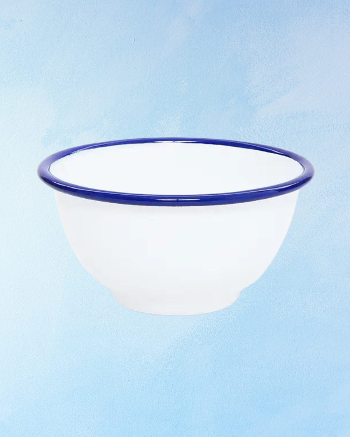 enamelware - small footed bowl: blue rim