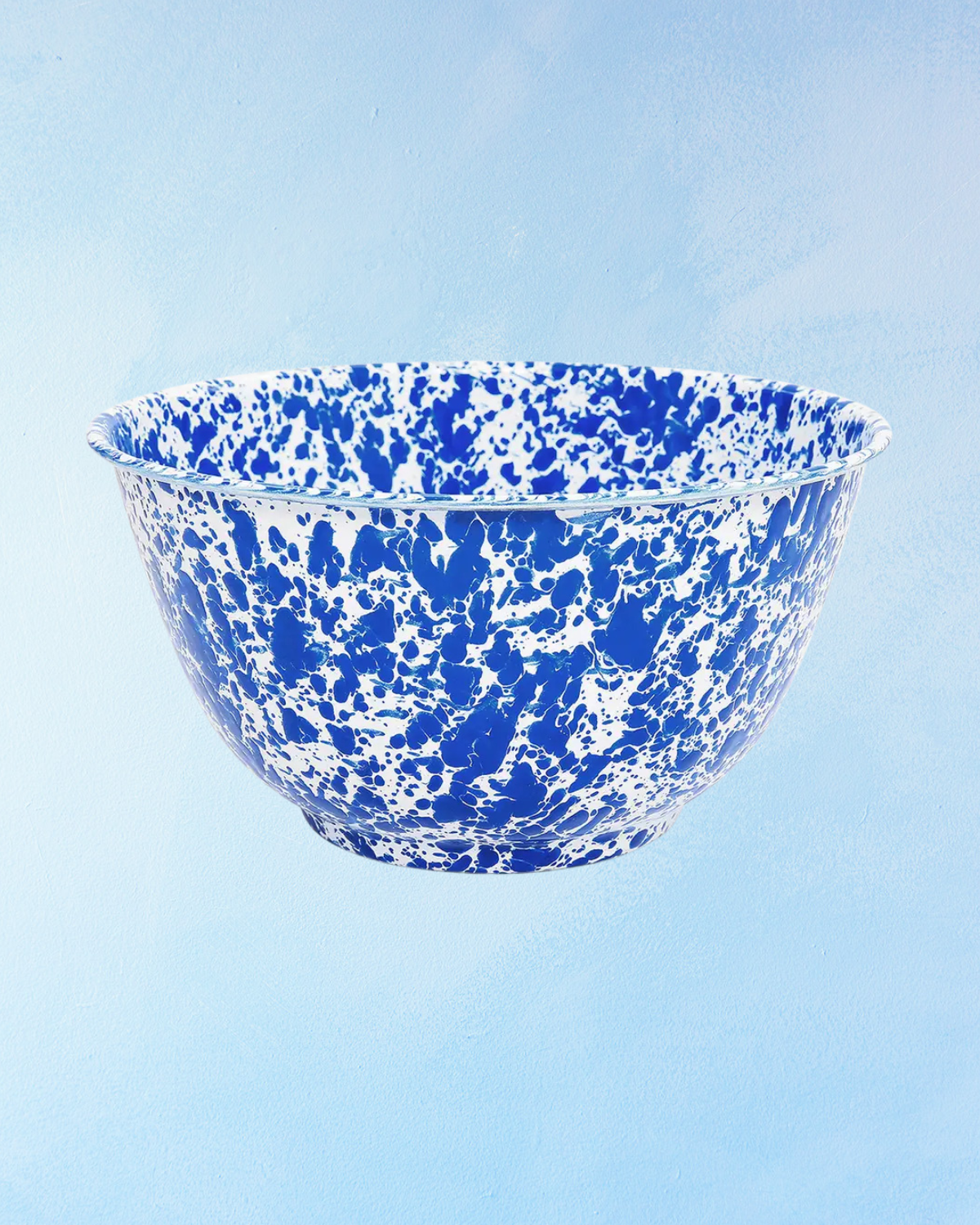 enamelware - salad bowl: blue splatter
