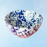 ceramic - salad bowl - blue splatter