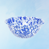 enamelware - serving bowl: blue splatter