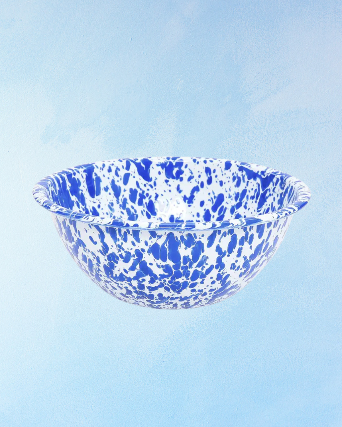 enamelware - serving bowl: blue splatter
