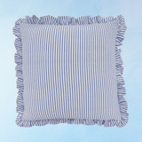 pillow - blue stripe ruffle