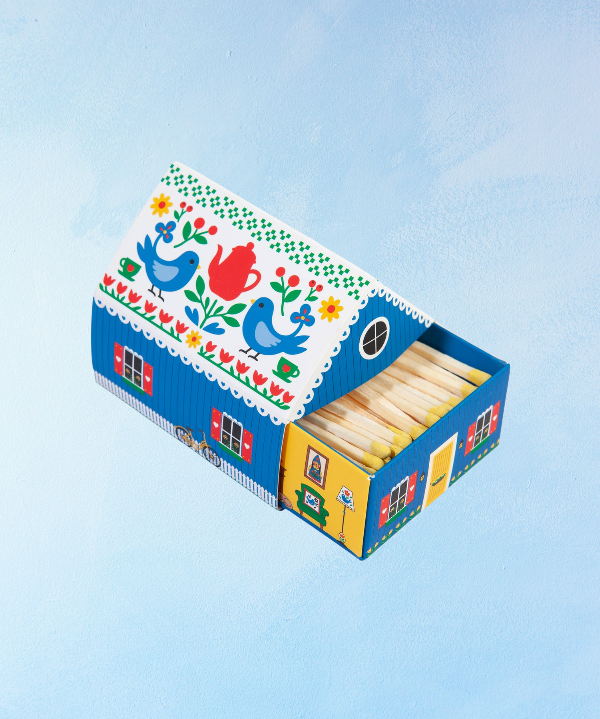 matches - blue swedish cottage