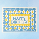 greeting card - blue & yellow happy birthday