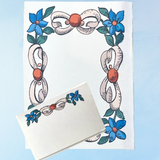 menu cards - orange and blue rococo (set of 10)
