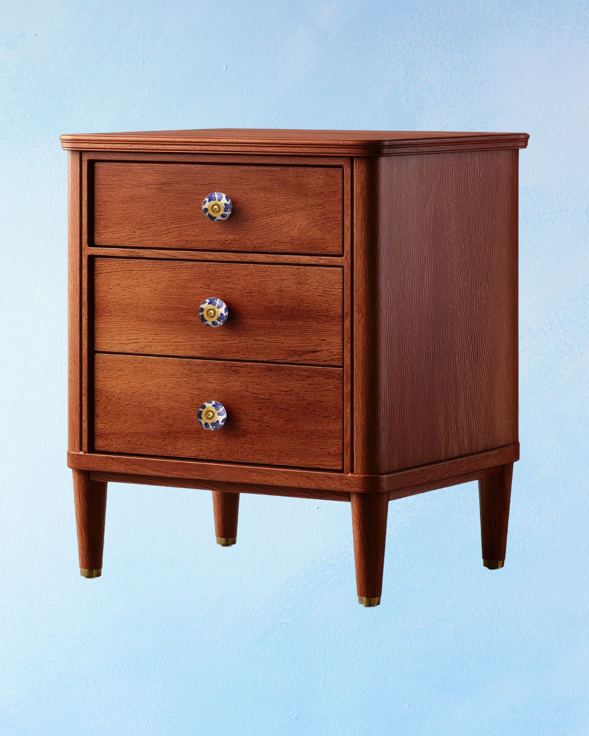 ceramic furniture knob - blue and white floral