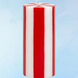 candle - pillar - bright red & white (medium)