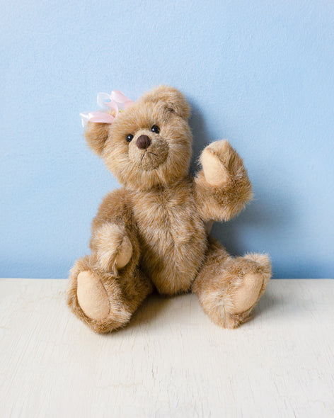 jointed teddy bear - pink bow