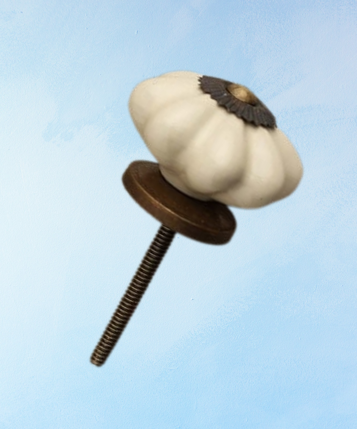 furniture knob - ceramic - cream flower