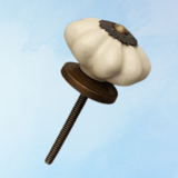 furniture knob - ceramic - cream flower