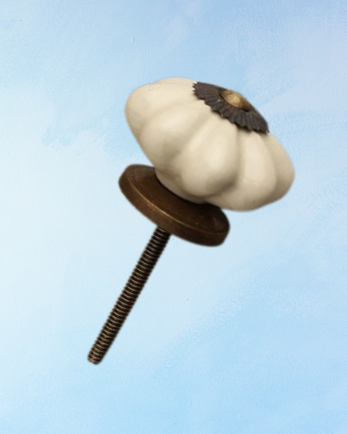 ceramic furniture knob - cream flower shaped