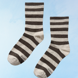 socks - wally - brown & white wide stripe