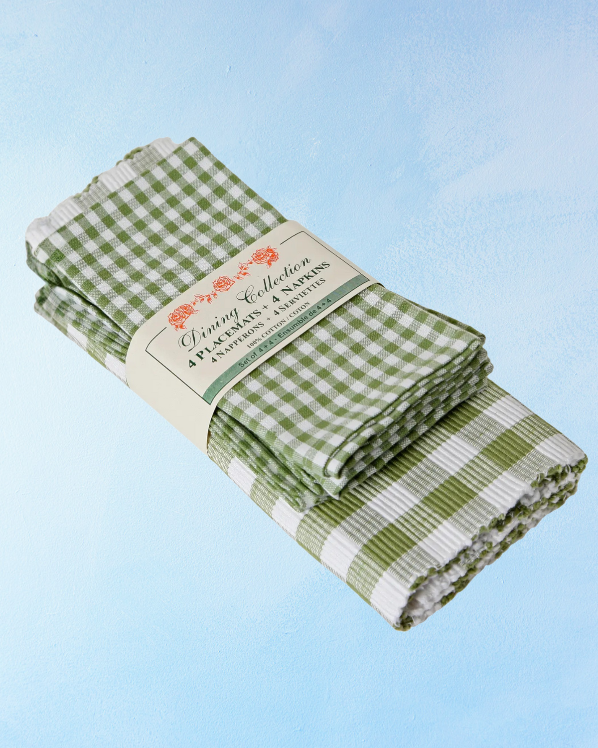 placemat and napkin set - green buffalo check
