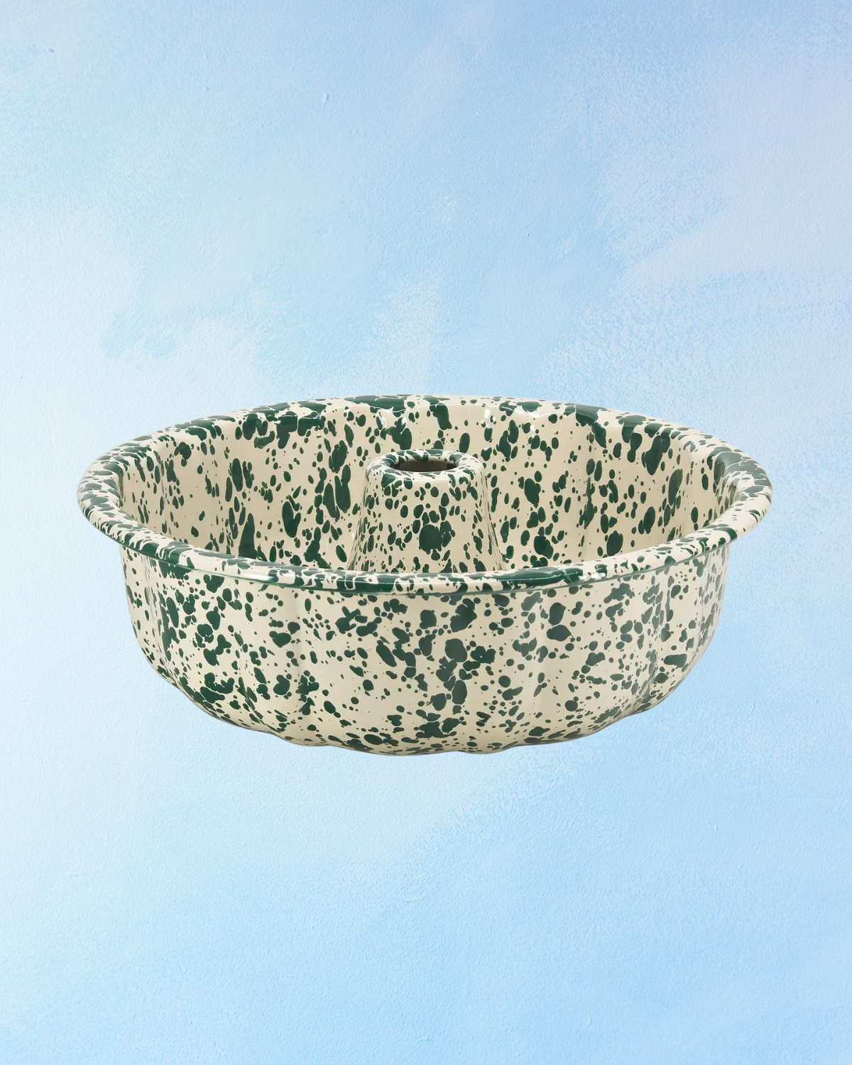 enamelware - bundt pan: green splatter