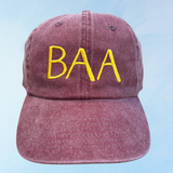 baa hat - burgundy & gold