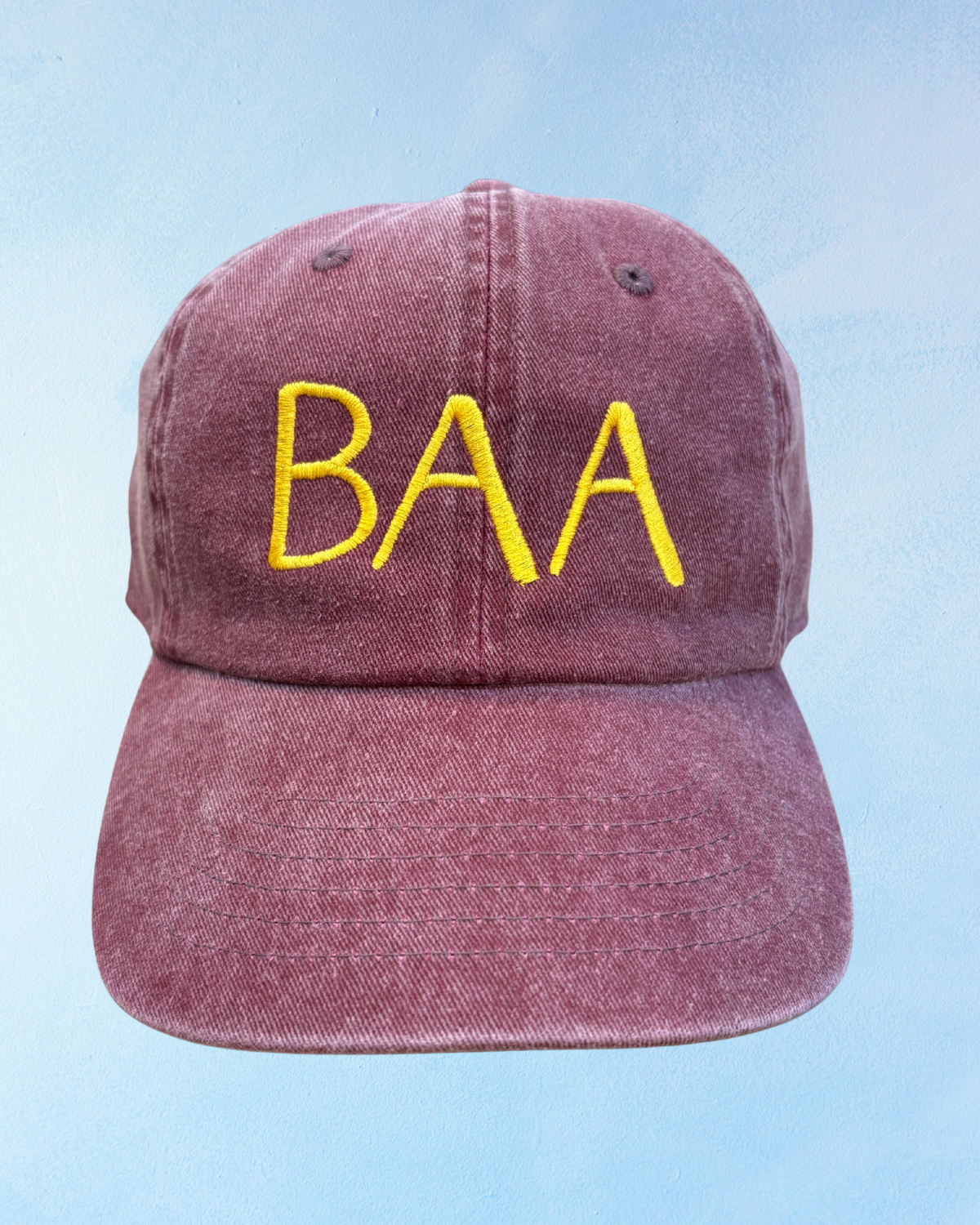 baa hat - burgundy & gold