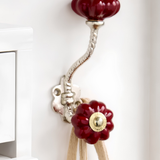 double wall hook - ceramic - burgundy pumpkin shaped
