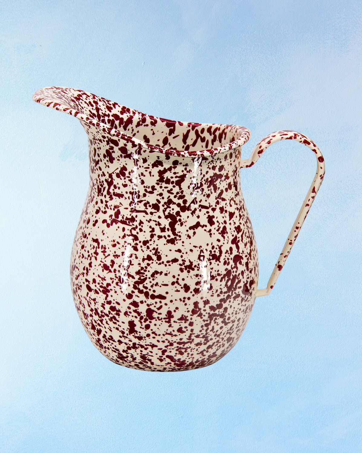 enamelware - pitcher: burgundy splatter
