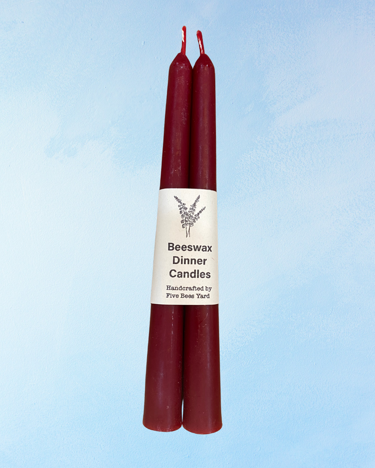 candle - natural dye beeswax tapers - burgundy red (set of two)
