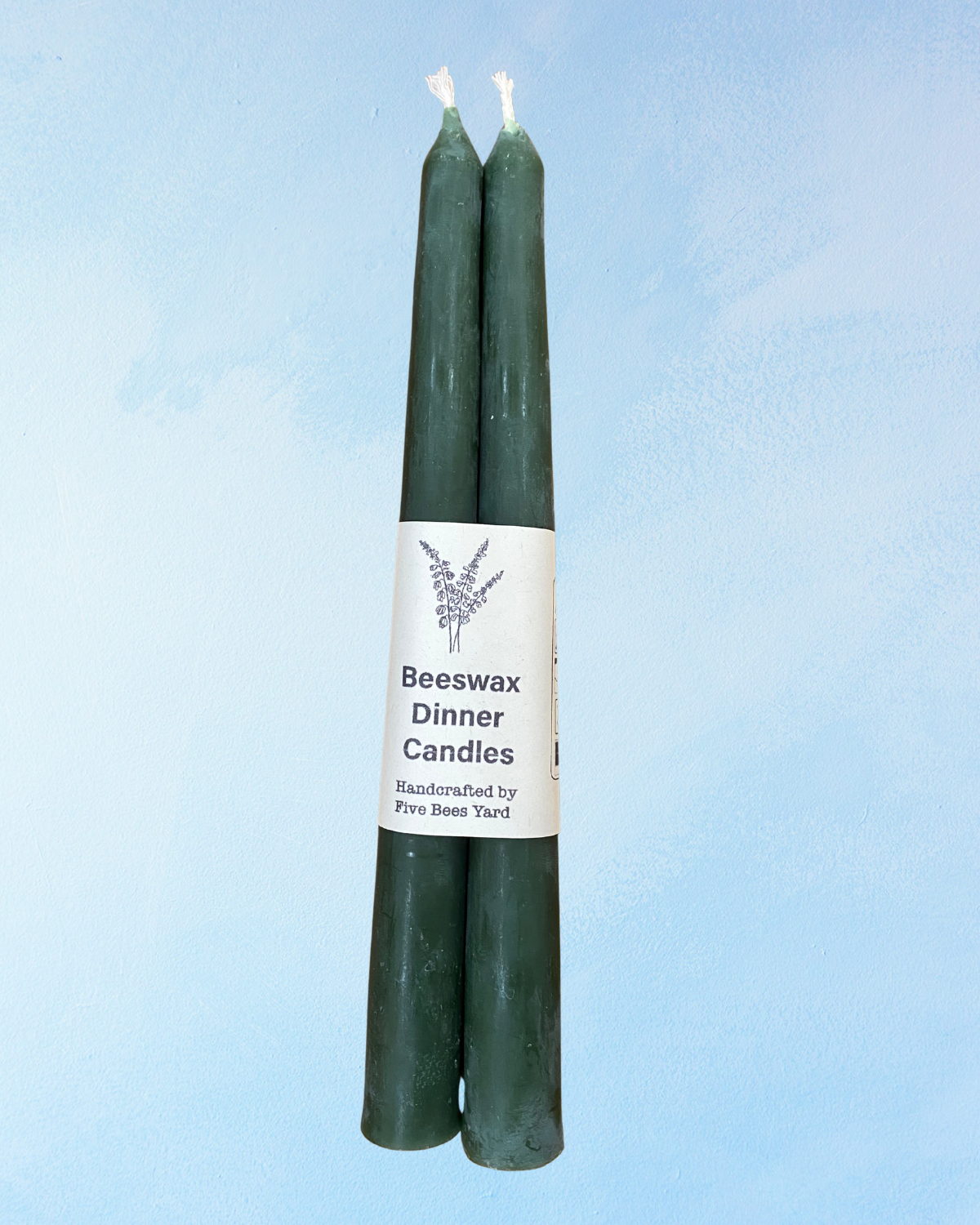 candle - natural dye beeswax tapers - forest green (set of two)