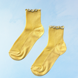 socks - petit ruffled modal: butter