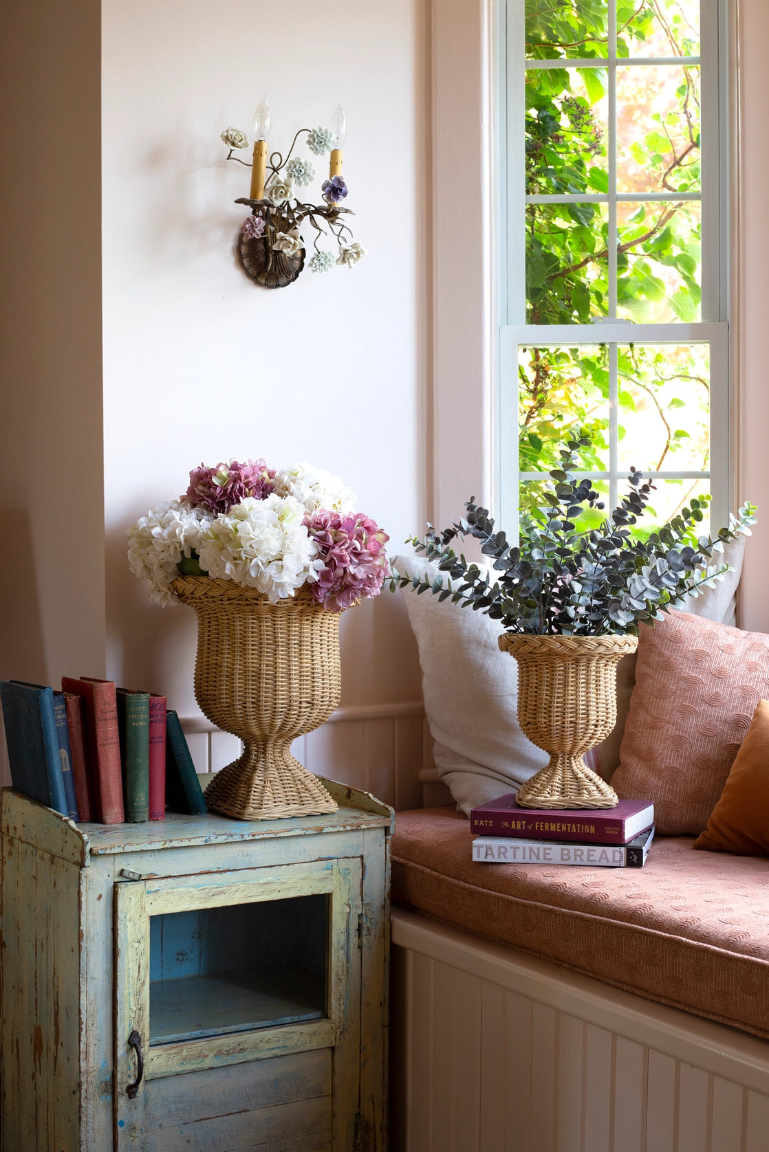 planter - rattan urn (two sizes)