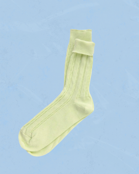 Okayok cable knit cotton dress sock in glow green