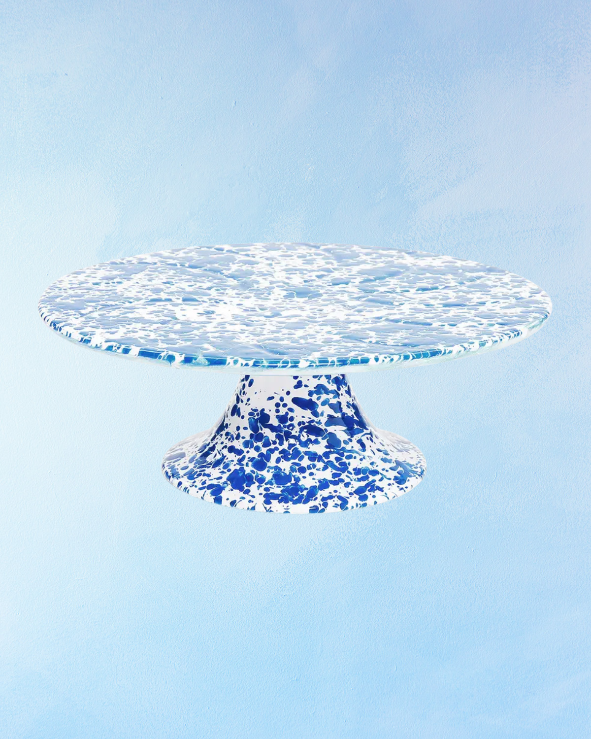 enamelware - cake stand: blue splatter