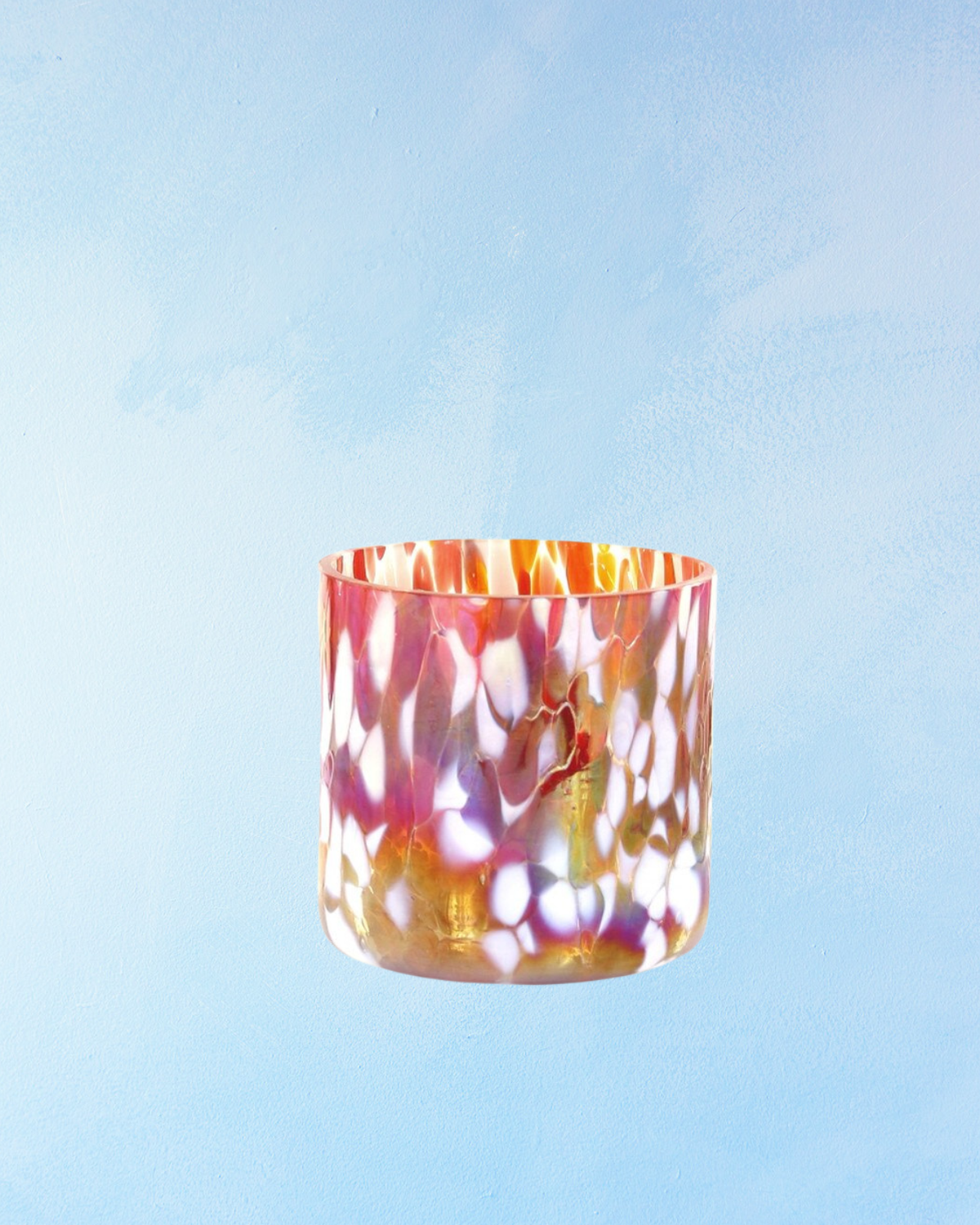 candle holder - glass votive - mottled red