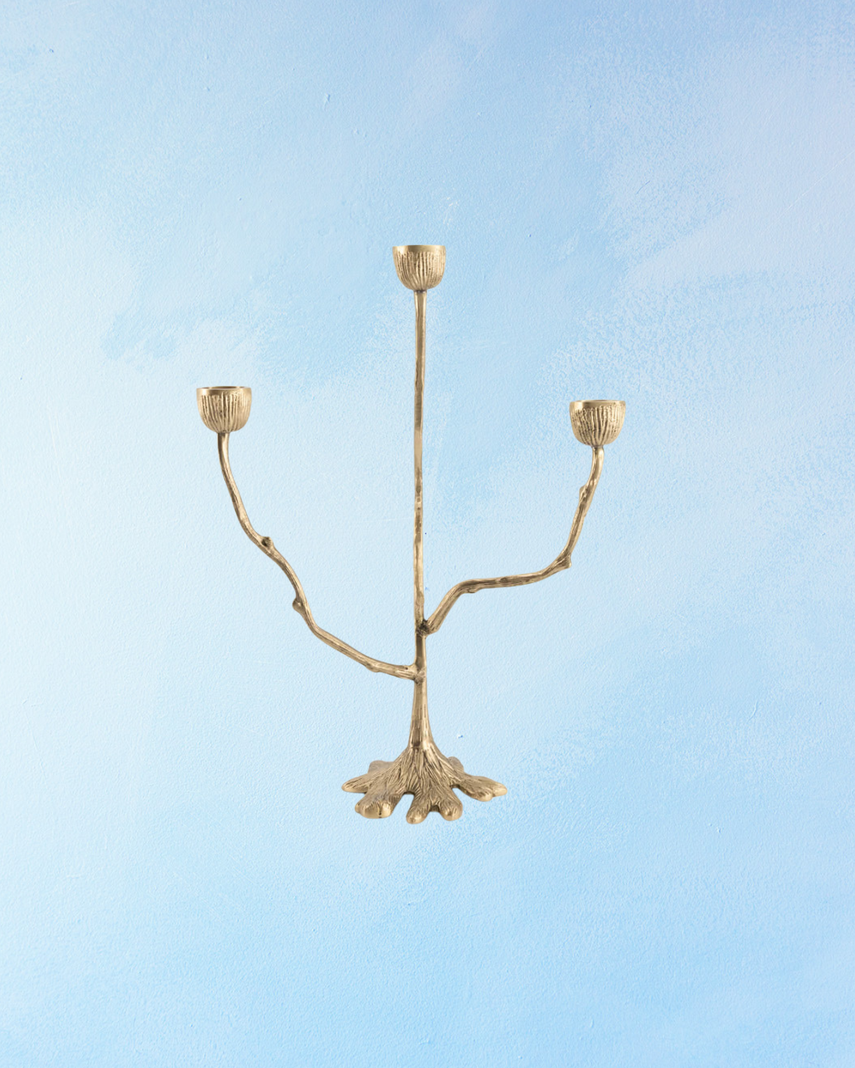 candlestick holder - brass misty triple