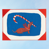 greeting card - candy cane dog (5 pack)