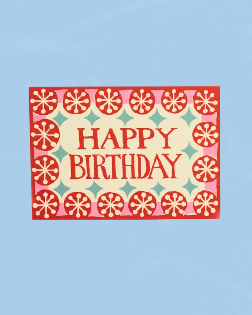 greeting card - happy birthday pink and turquoise