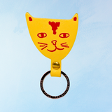keychain - leather cat head (assorted colours)