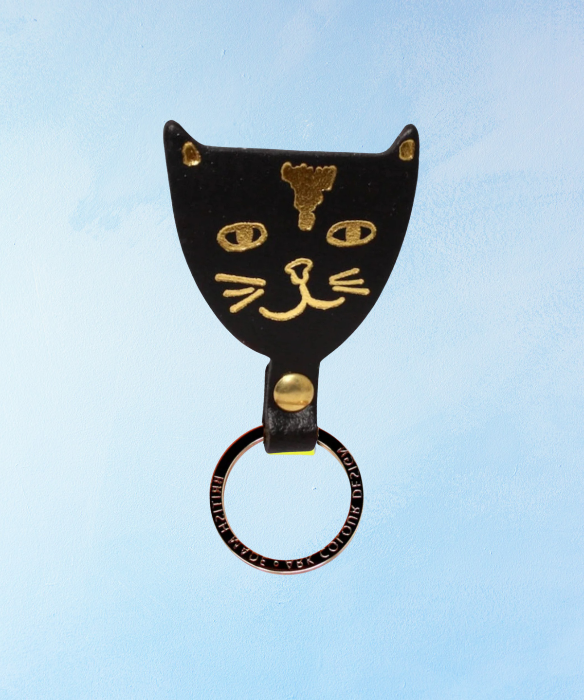 keychain - leather cat head (assorted colours)