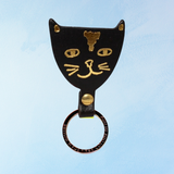 keychain - leather cat head (assorted colours)