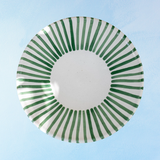 ceramic - green painted stripe plate