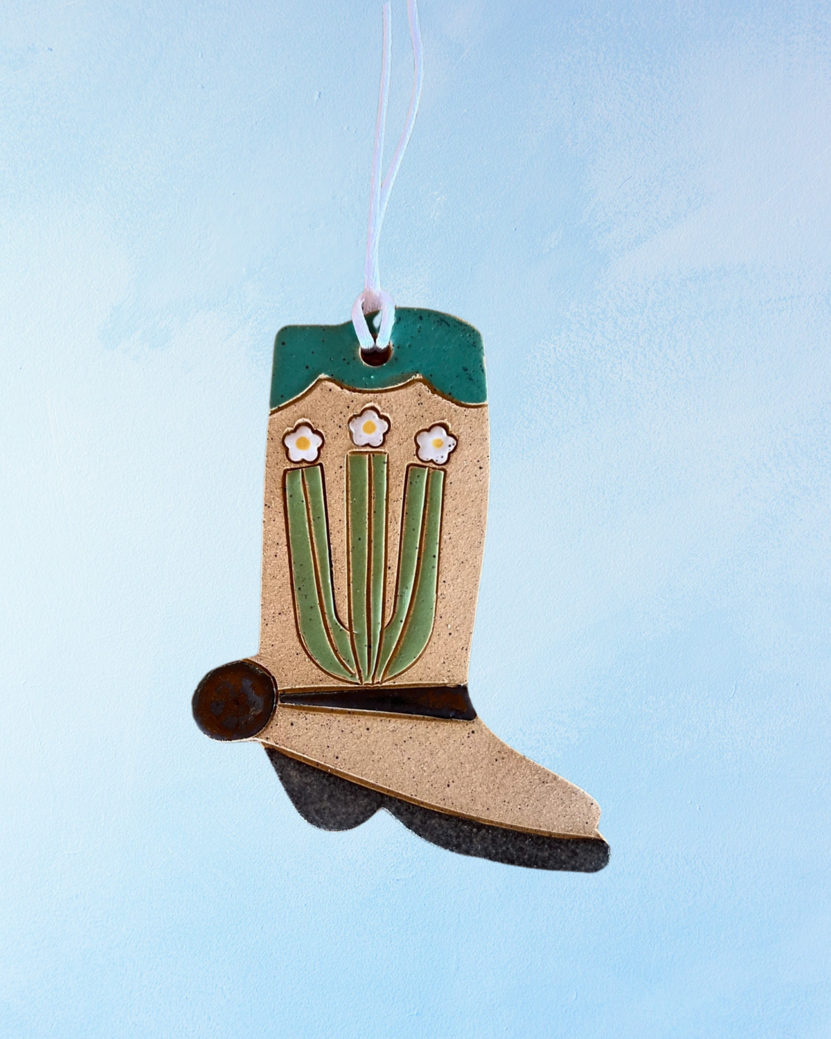 ornament - ceramic boot organ pipe catcus