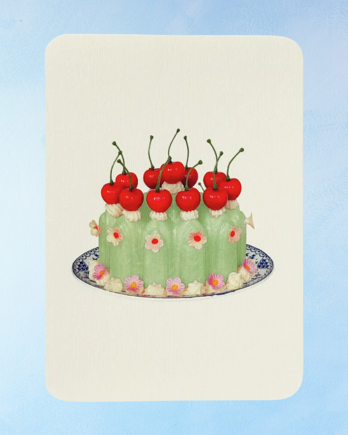 greeting card - chartreuse cream blancmange