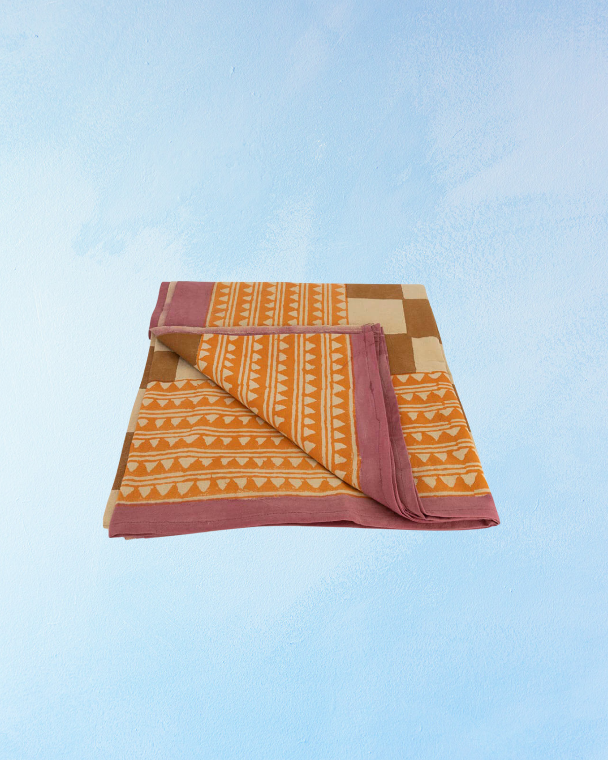 bedding - block printed cotton checkmate sheet