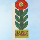 greeting card - birthday cheery red flower