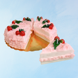 candle - food - slice of cherry cake