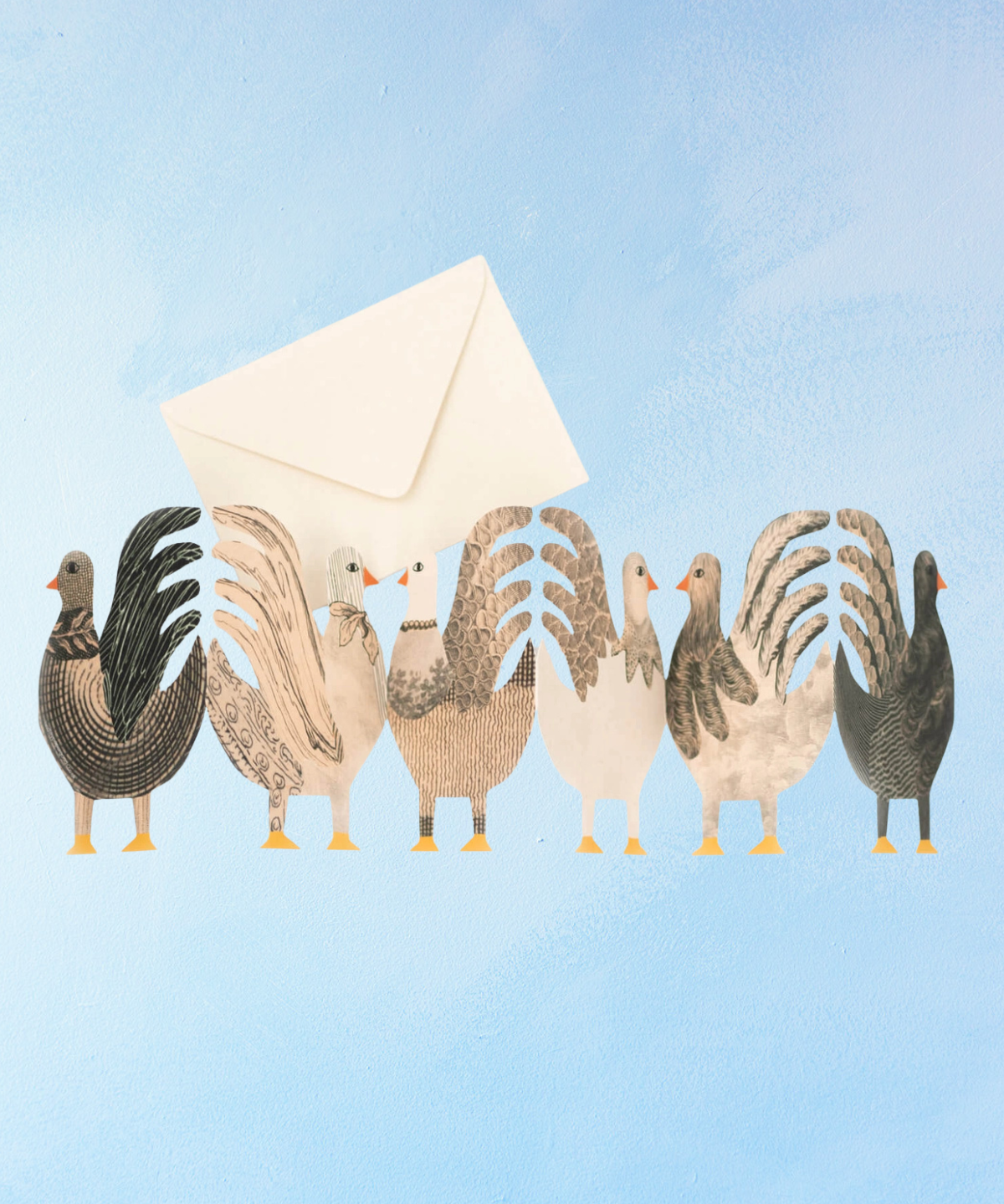 carte de vœux - poule en accordéon