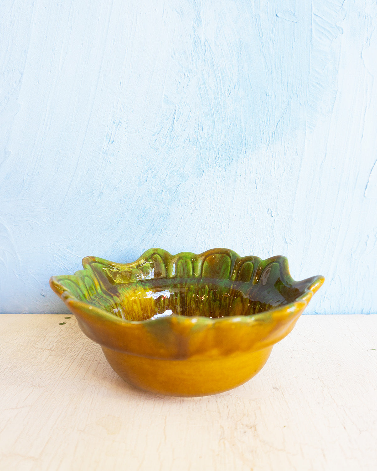 vintage baa - MCM drip glaze bowl