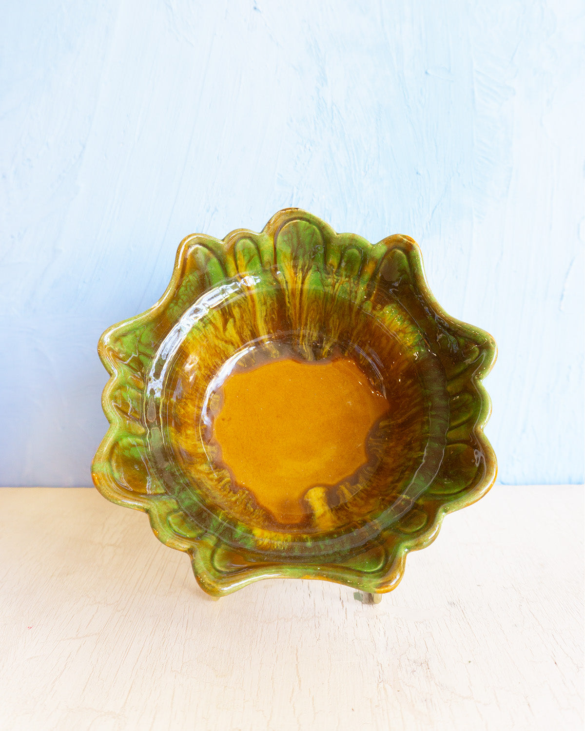 vintage baa - MCM drip glaze bowl