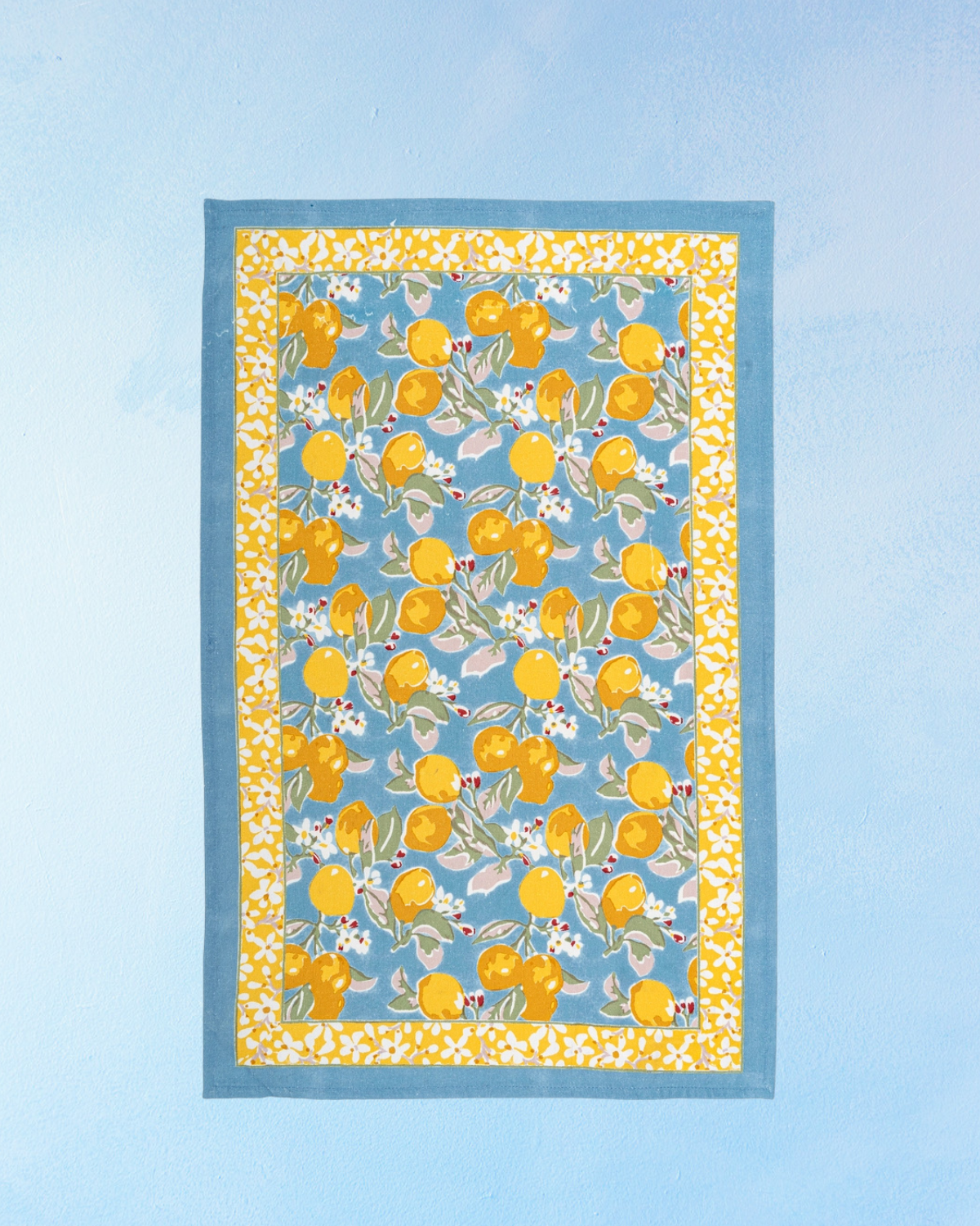 tea towel - citron blue and yellow
