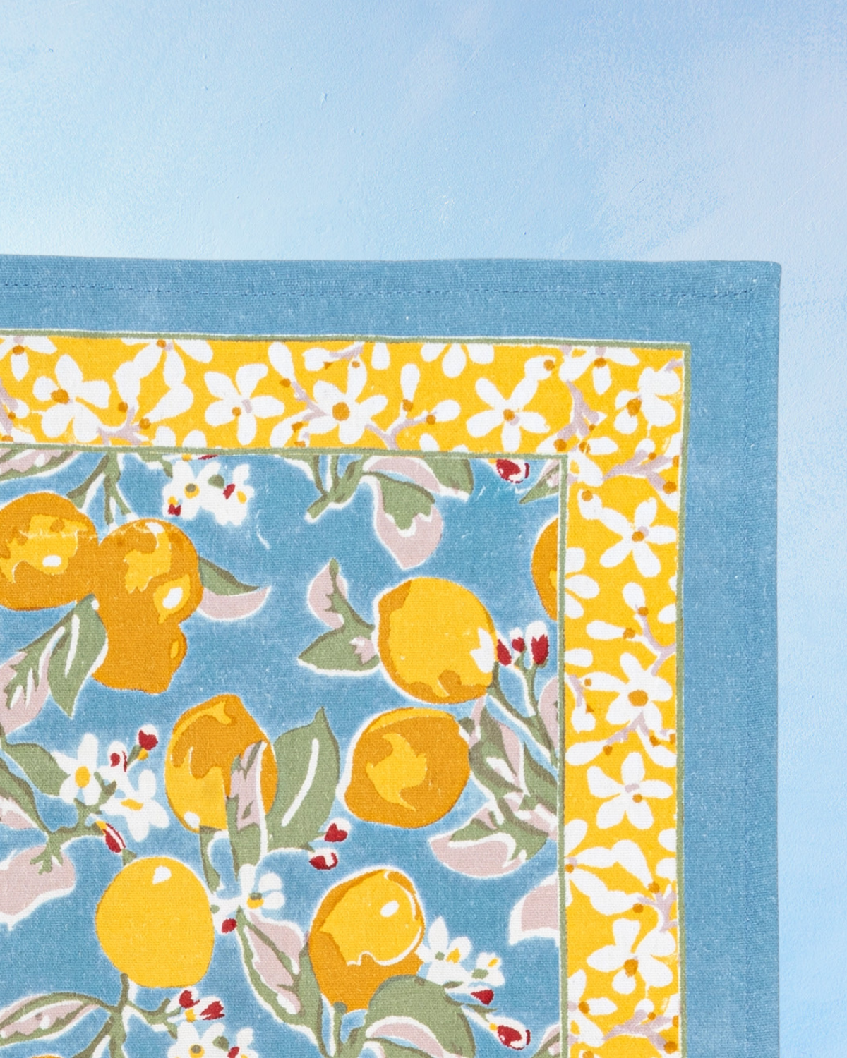 tea towel - citron blue and yellow