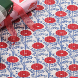 tree skirt - scalloped block printed - blue