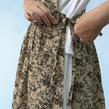 apron - double tie: brown floral